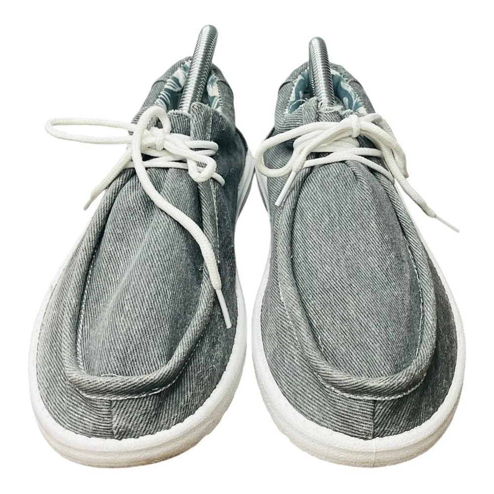 Cull4U Canvas Loafers Men 43‎ Gray Lace Up Casual Boat Shoes Lightweight Size 10